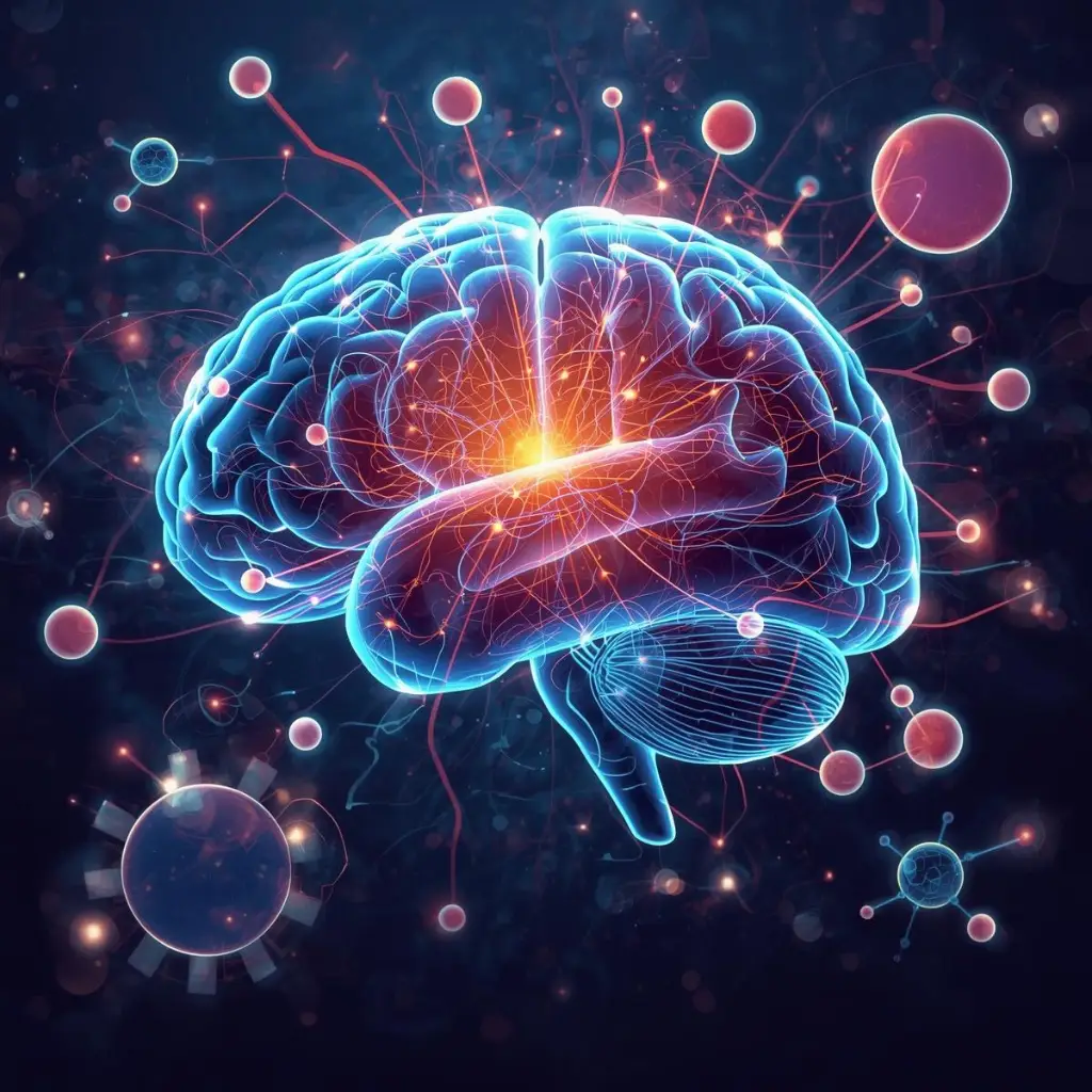 Brain and blood flow illustration highlighting cognitive Benefits of Beetroot Powder.
