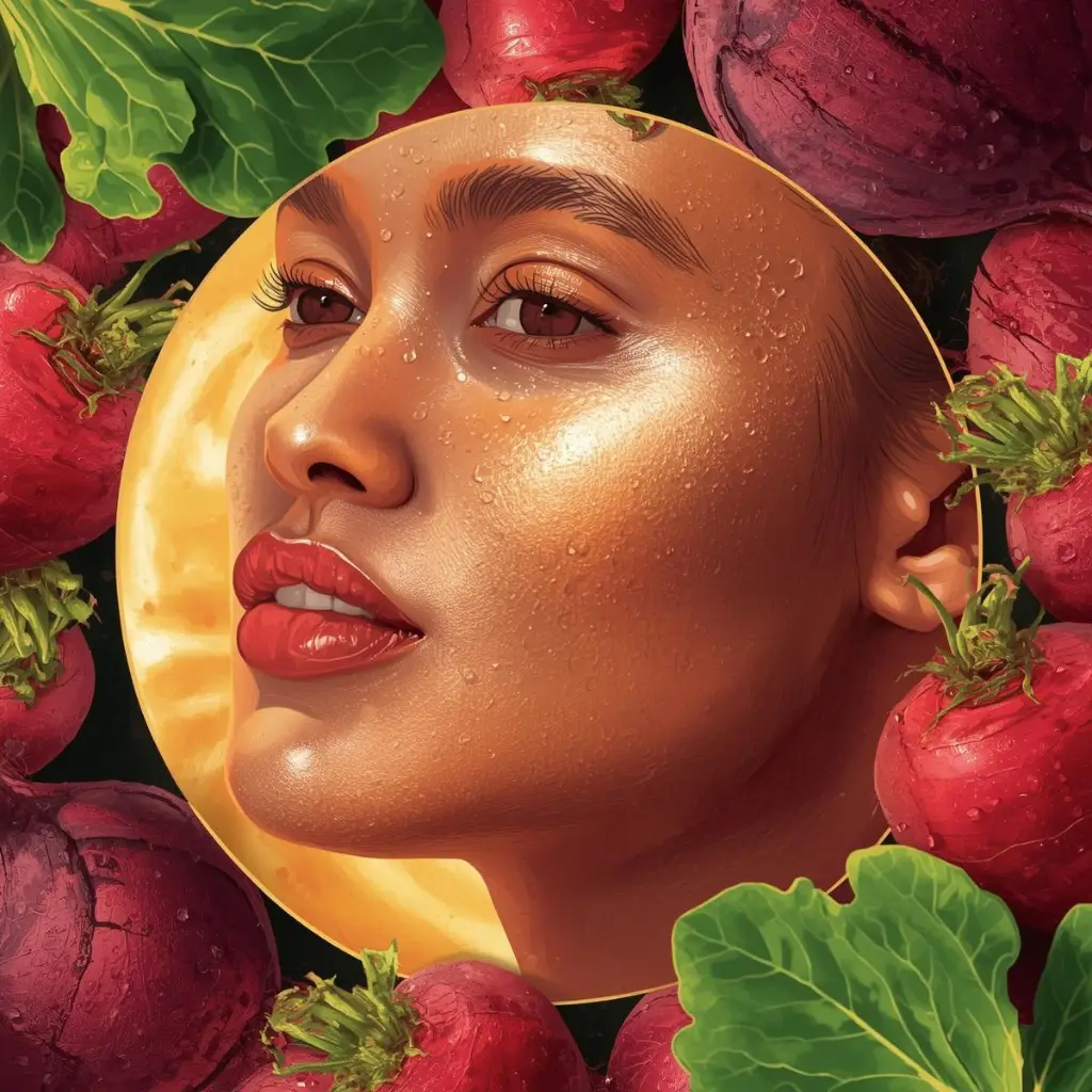 Glowing skin concept image reflecting the skin-related Benefits of Beetroot Powder.